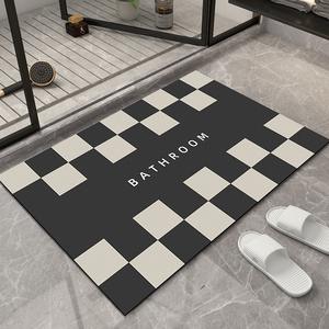 Tapis de bain en terre de diatomées, motif damier, rectangulaire, antidérapant, séchage rapide, pour salle de bain, toilettes, entrée, usage domestique - Product Image 2