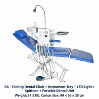 Fauteuil dentaire portable complet avec lampe, crachoir, turbine, compresseur d'air et tabouret d'assistante