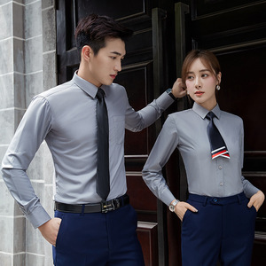 Professional Unisex White Long Sleeve Business Shirt Slim Fit Anti-Wrinkle Bamboo Fiber Workwear For Office And Sales Uniforms - Product Image 4