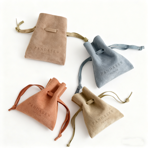 Wholesale Personal Handmade Jewelry Pouch <b>Luxury</b> Custom Jewelry Pouches with Logo Velvet Small <b>Gift</b> Drawstring <b>Bag</b> - Product Image 2