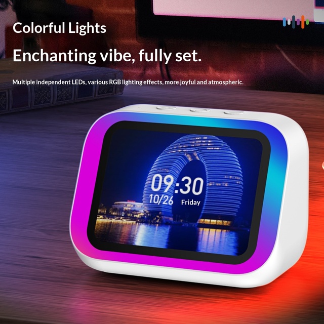 Tf26 Pro Smart Speaker Big Screen 5.4 Rechargeable Battery Rgb Led Light Touch Screen for Ai Assistant Alarm Clock