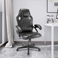 Chaise de gaming ergonomique convertible en cuir, dossier haut, inclinable, pivotante, confortable, en acier inoxydable, style exécutif