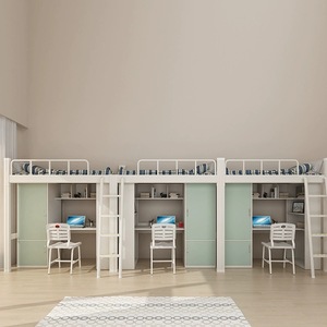 Moderno <span class=keywords><strong>letto</strong></span> a castello in metallo doppio acciaio con armadio per adulti scuola universitaria mobili per uso dormitorio Loft - Product Image 2