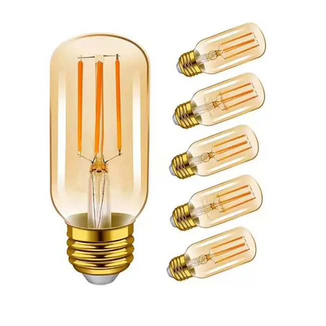 Dimmable E26 Edison LED Vintage Light Bulbs 120V 4W 2200K Amber Glow Tubular T45 Led Filament Bulb for Chandeliers