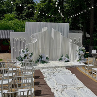 Support de toile de fond élégant en métal en forme de S, ondulé, bleu, pour cérémonies nuptiales et événements de remise des diplômes