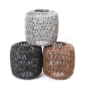 Handmade Paper <b>Rope</b> Lampshade Cylinder Boho Style Brown Color For Indoor <b>Lighting</b> Decor - Product Image 4
