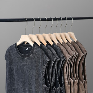 サブキング 高品質コットン ヴィンテージ ノースリーブ 酸洗い加工 <span class=keywords><strong>T</strong></span>シャツ ストリート ジムウェア カスタムプリント ウォッシュド ベスト オーバーサイズ タンク トップ メンズ - Product Image 1