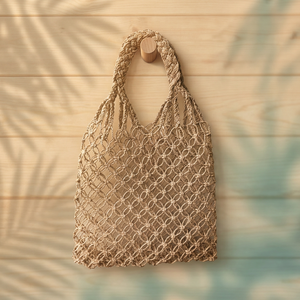 Bolso de Hombro Tejido a Mano, Color Natural, Bolso Grande para la Playa, Compras, Viajes, Rafia - Product Image 1