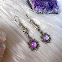 Boucles d'oreilles pendantes géométriques gothiques en forme de soleil, en acier inoxydable, ton argent antique, pour femmes, style punk, vente en gros