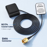 Antena GNSS de Alta Precisión al por Mayor de Fábrica, Ganancia de 28dBi, Conector SMA Macho, Cable RG174 de 3m, Antena GPS Automotriz Impermeable