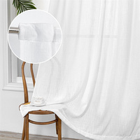 Rideaux en coton mélangé semi-transparent filtrant la lumière douce Rideaux de fenêtre blancs pour portes de salon et de chambre Porte coulissante en verre