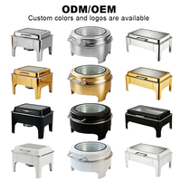 Plat de service carré contemporain en acier inoxydable 9L – Ensemble de plats de maintien au chaud fiables pour la restauration, luxe noir