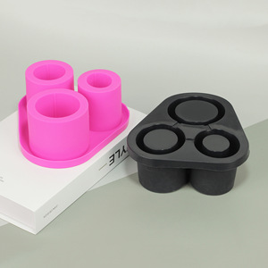 Silicone Ice Cube Mold 3 Compartment Freezer Safe Dishwasher Safe Rose Red And Black Household Ice Maker Tool - Product Image 1