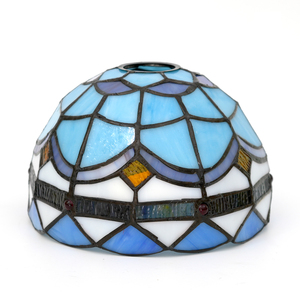 Stile Tiffany piuma di ricambio in vetro colorato retrò <span class=keywords><strong>blu</strong></span> mediterraneo <span class=keywords><strong>lampadario</strong></span> da balcone, lampada da tavolo lampada da pavimento paralume - Product Image 4