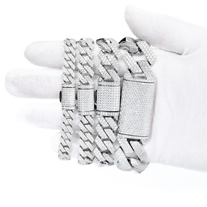 Pulsera Cubana Miami de 8mm -20mm con Incrustaciones de Moissanita, Lista para Enviar, Plata 925 para Hombre y Mujer - Product Image 3
