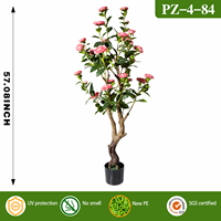 Ruopei - Nouvelle plante artificielle réaliste sans odeur en PE, camélia rose en pot, faux arbre fleuri pour la décoration intérieure et extérieure