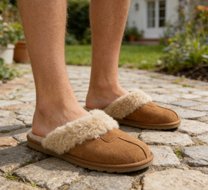 Pantuflas Cálidas <span class=keywords><strong>de</strong></span> Piel Sintética Color Camel con Suela Antideslizante Ligera <span class=keywords><strong>de</strong></span> TPR y Punta Cerrada para Adultos - Product Image 1