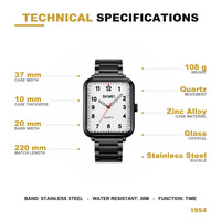 Montres à quartz Skmei Orologio 1954, montres-bracelets avec logo personnalisé, montre carrée Jam Tangan