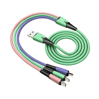Kabel Pengisi Daya USB 3 in 1 5A Pengisi Daya Cepat dengan Bahan TPE Konektor Micro USB Type-C L untuk Ponsel & Tablet
