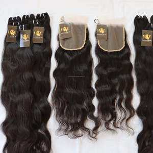 Wholesale Raw Indian Temple Human Hair Straight Wavy <b>Curly</b> Cuticle Aligned Raw Virgin Hair <b>Bundles</b> With Transparent Hd Closure - Product Image 2