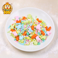 Sprinkles en sucre en forme de tête de lapin de Pâques OEM, couleurs mélangées, pressées et polies, pour gâteaux