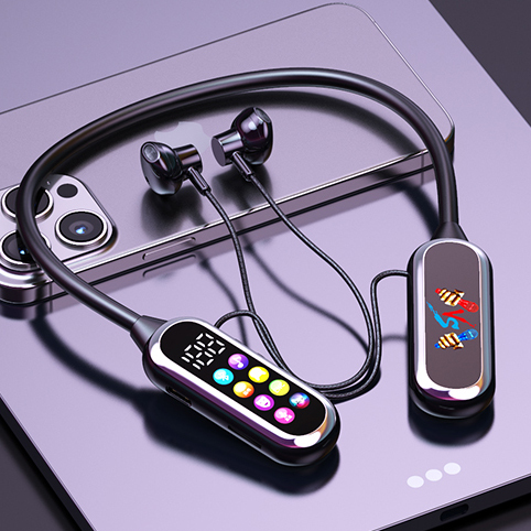 XY-088 BT 5.4 in Ear Wireless Earphones with Digital Display Game Mode Support TF Card USB-C Fast Charging Neckband Headphones
