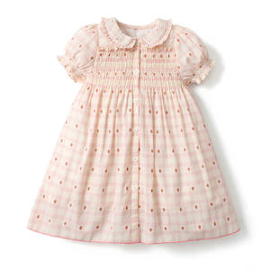 Custom Elegant Kids <strong>Dress</strong> Summer Hand Smocked Children Clothing Button Sweet Floral Princess <strong>Baby</strong> <strong>Girl</strong> <strong>Dresses</strong> Direct Factory - Product Image 1