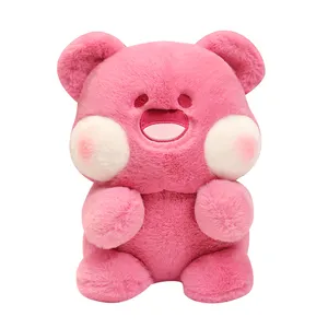 新设计热卖粉色涂鸦熊小熊手提包Kawai可爱毛绒玩具女童儿童礼品