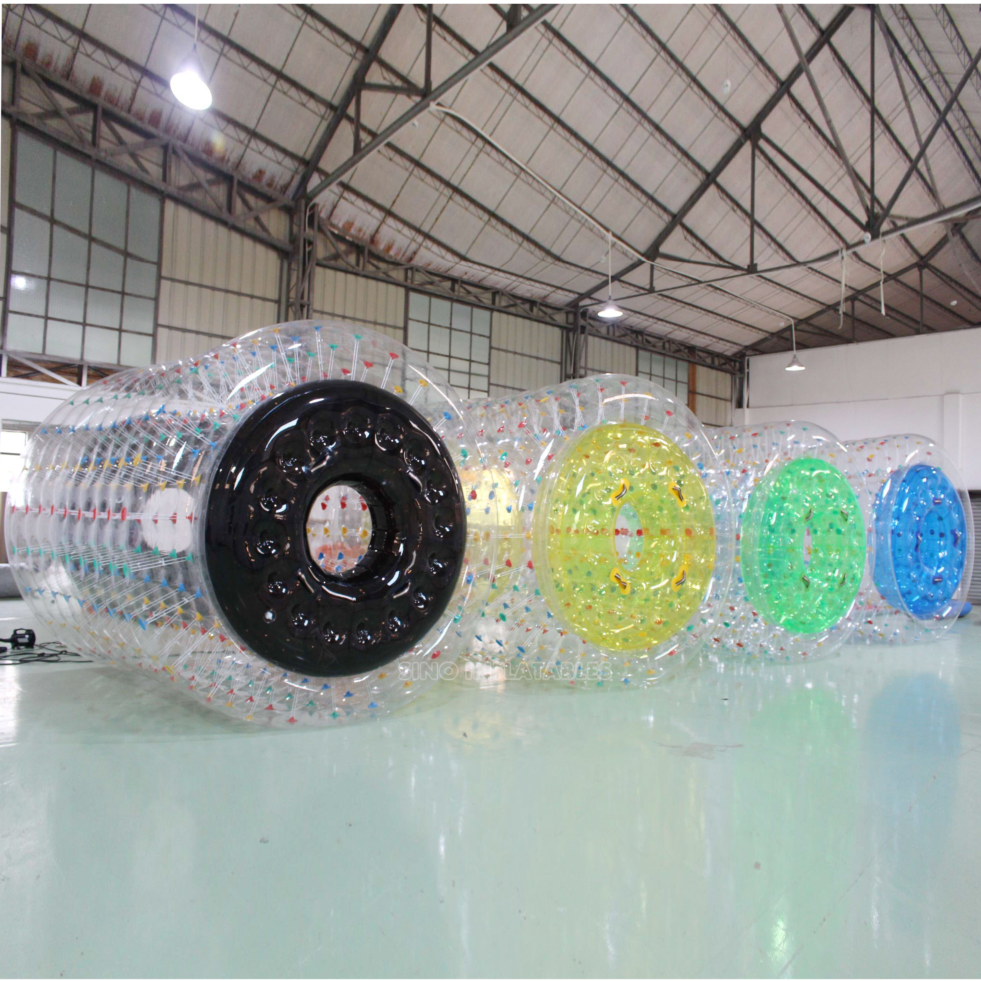 3m long transparent double layers inflatable water roller ball with tubes for kids pool and lake entertainment