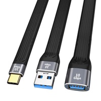 Adaptador USB C Hembra a USB Hembra, Cable Extensor USB 3.1 Tipo C a Tipo A, Transferencia de Datos de 10 Gbps, Diseño Plano y Flexible
