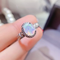 Factory Wholesale Classic Gold Women's Wedding Ring 925 Sterling Silver with Natural Opal Oval Cut Low MOQ