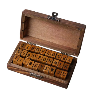 Ensemble de timbres Alphabet en bois massif-Timbres de <span class=keywords><strong>machine</strong></span> <span class=keywords><strong>à</strong></span> <span class=keywords><strong>écrire</strong></span> en bois rétro pour journal bricolage et ornement de collection de papeterie créative - Product Image 3