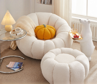 Fauteuil-canapé individuel blanc en peau d'agneau, design mignon et confortable, style Tatami, pour chambre et balcon
