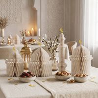 Décoration de table islamique pliable en papier écologique en forme de nid d'abeille 3D pour Ramadan Eid Mubarak, 4 pièces