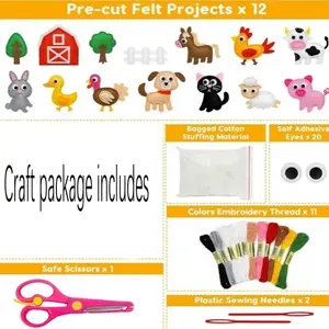 Fun Felt Happy farm Animal sewing craft set DIY sewing plush animal sewing kit for children