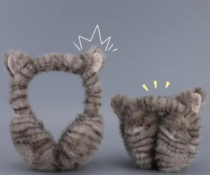 Couvre-oreilles pliables à imprimé chat mignon pour femmes et filles, chauffe-oreilles d'hiver en peluche douce, couvre-oreilles portables pour la protection contre le froid - Product Image 3