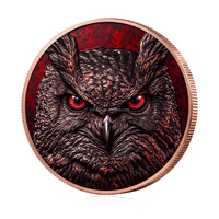 Pièce commémorative personnalisée en cuivre pur 999 de 1 OZ, motif hibou coloré en relief 3D, pièce de monnaie en cuivre de 1 oz, cadeau OEM ODM