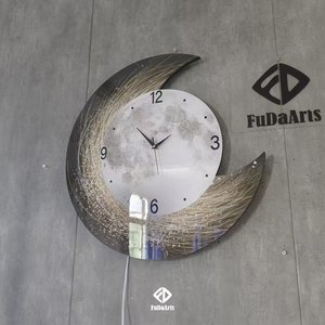 Orologio <span class=keywords><strong>da</strong></span> <span class=keywords><strong>Parete</strong></span> Moderno di Lusso 60cm con Funzione Luce Notturna, Decorazione Creativa Luna per Soggiorno, Sala <span class=keywords><strong>da</strong></span> Pranzo, <span class=keywords><strong>Casa</strong></span> - Product Image 6