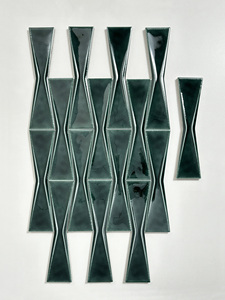 Carreaux de mosaïque en céramique blanche émaillée, style parquet moderne, <span class=keywords><strong>pour</strong></span> <span class=keywords><strong>la</strong></span> décoration de piscines et de murs - Product Image 1