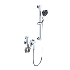 Set <span class=keywords><strong>Doccia</strong></span> a Parete a 3 Vie di Alta Qualità, Cromo Spazzolato e Grigio Canna di Fucile, Sistema <span class=keywords><strong>Doccia</strong></span> con Miscelatore e Pistola Bidet Pressurizzata - Product Image 4