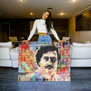 Póster de <span class=keywords><strong>Pablo</strong></span> Escobar, Arte de Pared con Foto de Identificación, Decoración del Hogar, Impresión en Lienzo Hecha a Mano, Arte de Pared de Cultura Pop, Lienzo al por Mayor - Product Image 2