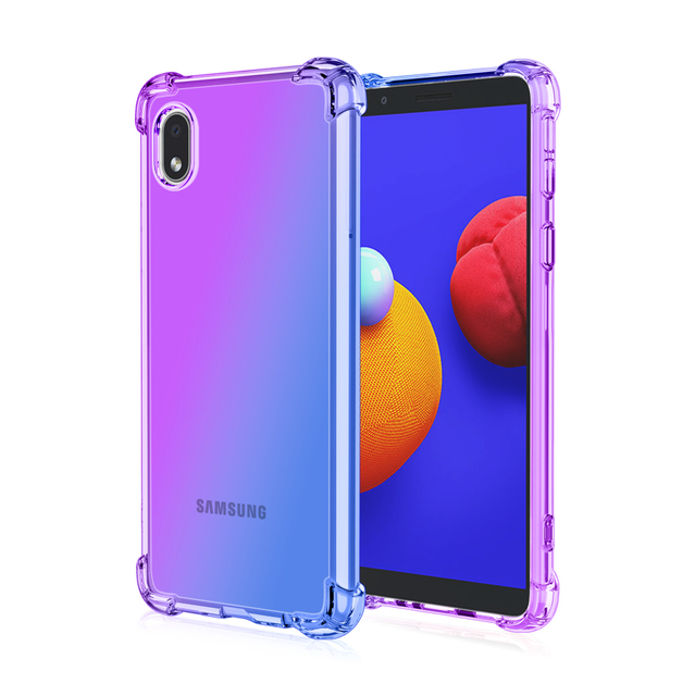 Anti-shock Contrast Gradient Tpu Soft Phone case Phone Back Cover for samsung A01 Core Waterproof case