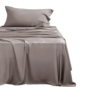 Drap de lit en bambou doux et soyeux 100% personnalisé drap de lit de couleur unie en bambou king size