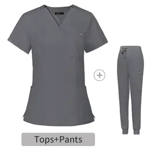 Novo Estilo Moda Uniforme Jogger V Pescoço Scrub Tops Terno Clínica Personalizado Hospital Enfermeira Scrubs Médico uniformes