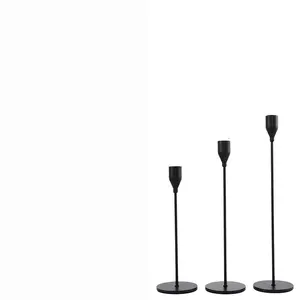 Wholesale candle holders dinning table-Silver Candle Holder Black Metal Candle Holder Black Candle Stick Holder Candlestick Stand for Home Decor Wedding Dinning Table