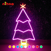 NIHAO Enseigne néon acrylique de Noël pour publicité commerciale sur vitrine, Décoration LED USB personnalisée
