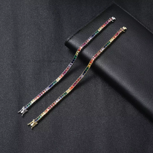 3Mm * 3mm Color Zirconium Tennis <b>Bracelet</b>, Exquisite Women's Personalized Zircon <b>Bracelet</b> Tanjing Fashion Lijing Necklace - Product Image 2