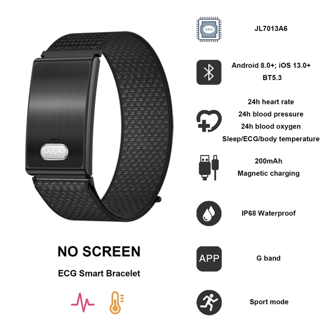 ES02 Band Smart Bracelet No Display Screen Less Message Notification Calorie Stress Fitness Tracker Smart Band for Couples