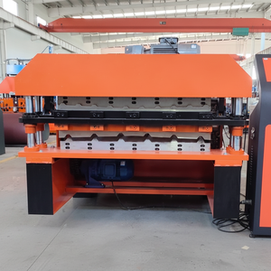 เครื่องขึ้นรูปม้วนหลังคาโลหะทำกระเบื้องสี่เหลี่ยมคางหมูเคลือบสังกะสีผลิตจากประเทศจีน - Product Image 1