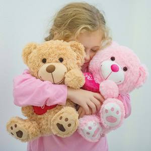 دمية دب تيدي عالية الجودة مقاس 30 سم لعيد الحب مع قلب للحبيبة أو الحبيب، لعبة قطيفة مع عبارة 'أحبك' - Product Image 3